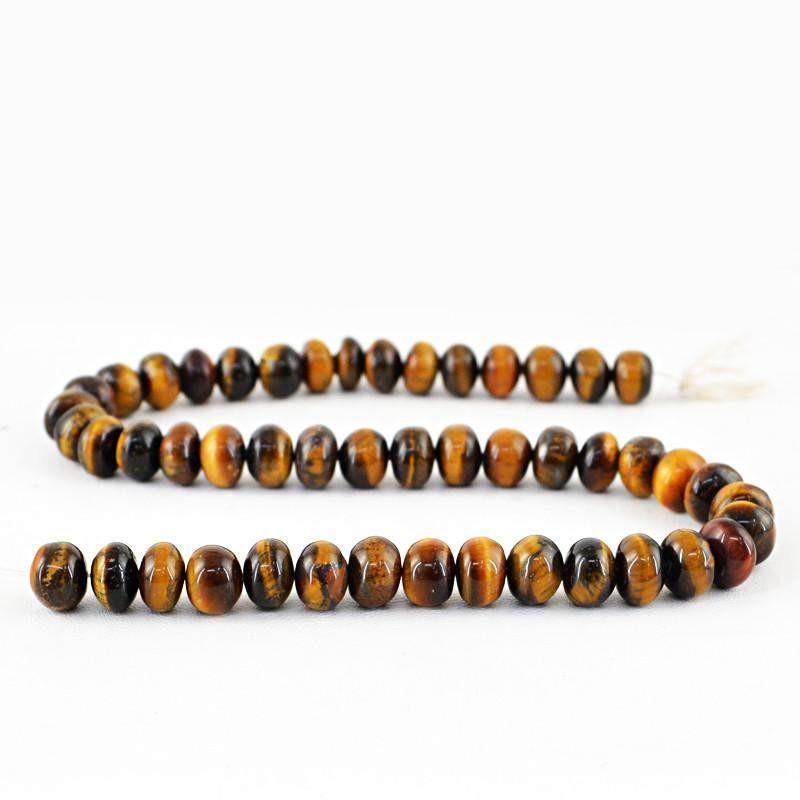 gemsmore:Natural Golden Tiger Eye Round Shape Beads Strand