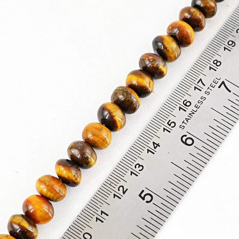 gemsmore:Natural Golden Tiger Eye Round Shape Beads Strand