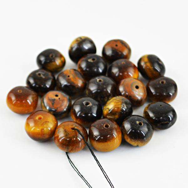 gemsmore:Natural Golden Tiger Eye Round Shape Drilled Beads Lot
