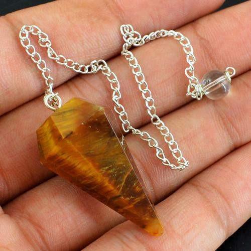 gemsmore:Natural Golden Tiger Eye Shining Pendulum