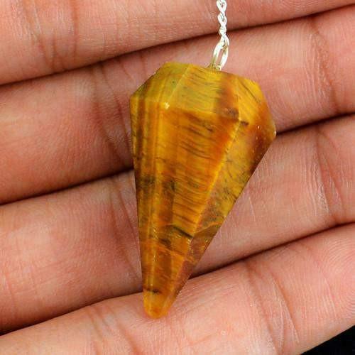 gemsmore:Natural Golden Tiger Eye Shining Pendulum