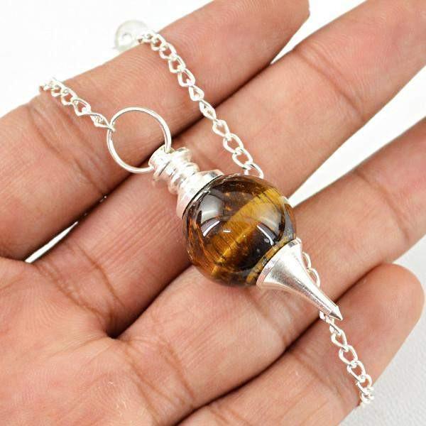 gemsmore:Natural Golden Tiger Eye Untreated Pendulum