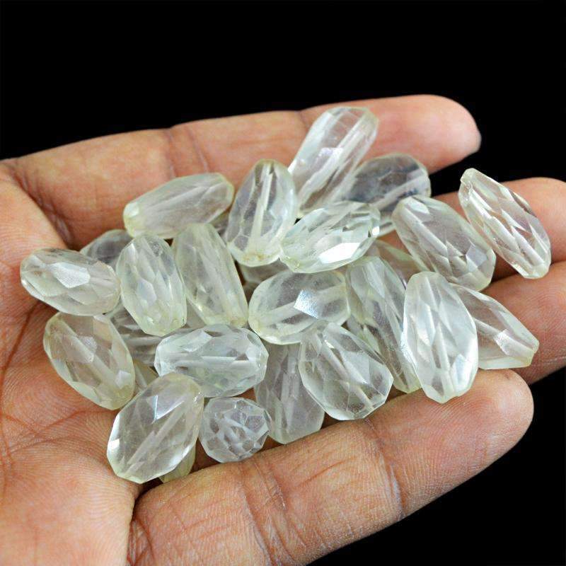 gemsmore:Natural Green Amethyst Beads Lot - Faceted Drilled