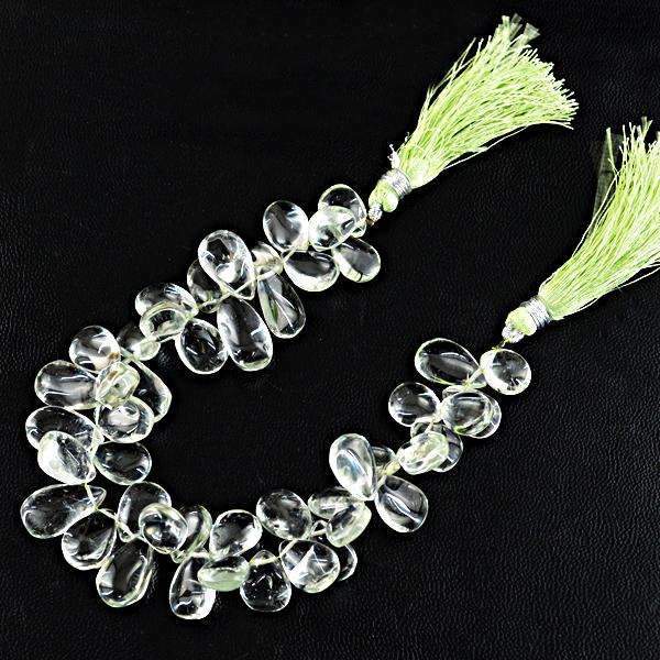 gemsmore:Natural Green Amethyst Beads Strand Pear Shape Drilled