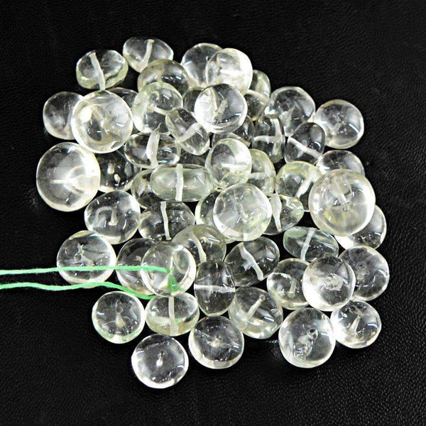 gemsmore:Natural Green Amethyst Drilled Beads Lot - Round Shape