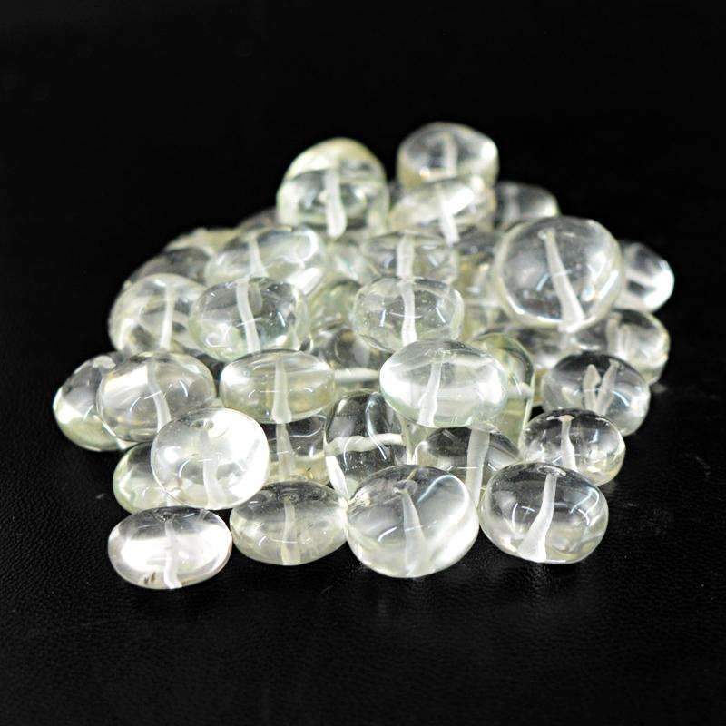 gemsmore:Natural Green Amethyst Drilled Beads Lot - Round Shape