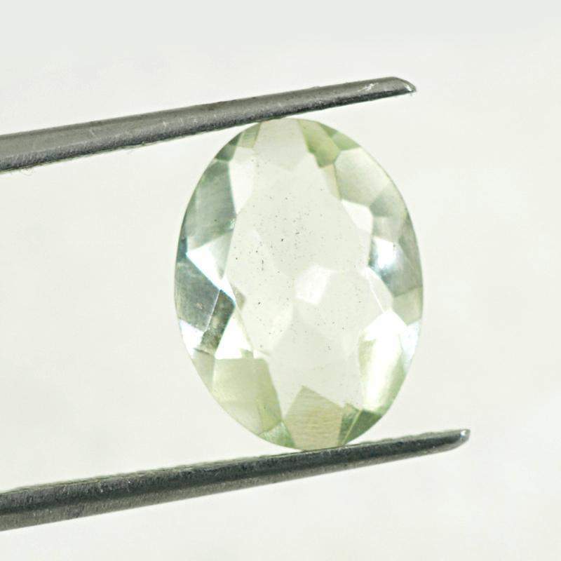 gemsmore:Natural Green Amethyst Faceted Oval Shape Gemstone