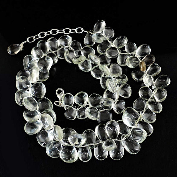 gemsmore:Natural Green Amethyst Necklace Untreated Pear Shape Beads