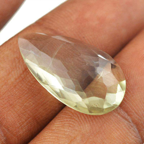 gemsmore:Natural Green Amethyst Pear Shape Checkered Cut Gemstone