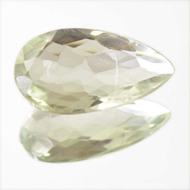 gemsmore:Natural Green Amethyst Pear Shape Checkered Cut Gemstone