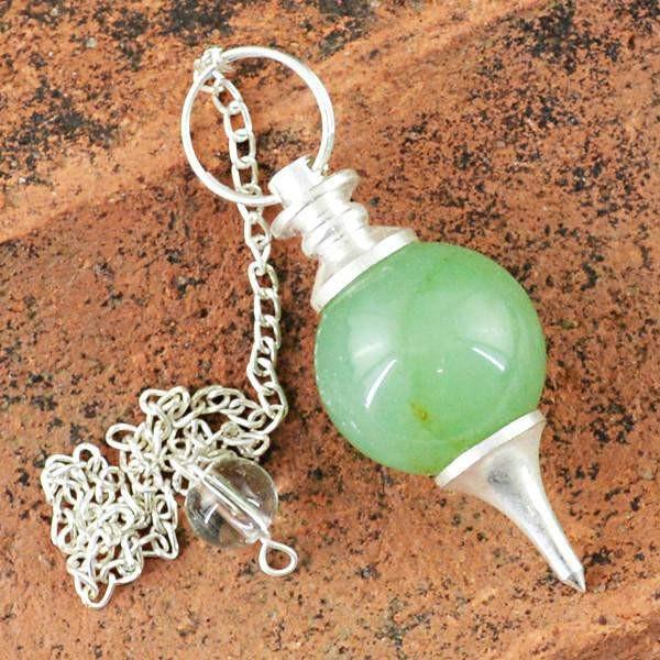 gemsmore:Natural Green Aquamarine Ball Point Pendulum