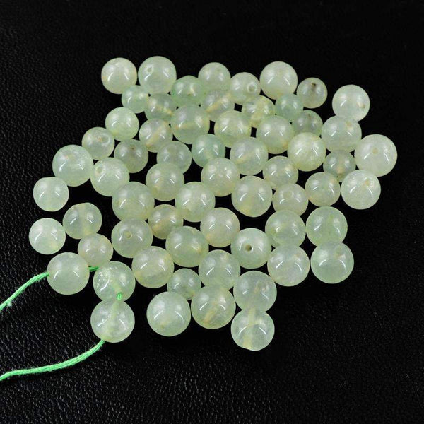 gemsmore:Natural Green Aquamarine Beads Lot - Drilled Round Shape
