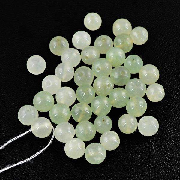 gemsmore:Natural Green Aquamarine Beads Lot - Drilled Round Shape