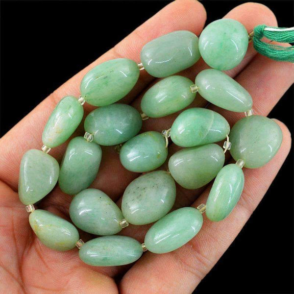 gemsmore:Natural Green Aquamarine Beads Strand - Drilled