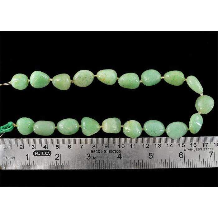 gemsmore:Natural Green Aquamarine Beads Strand - Drilled