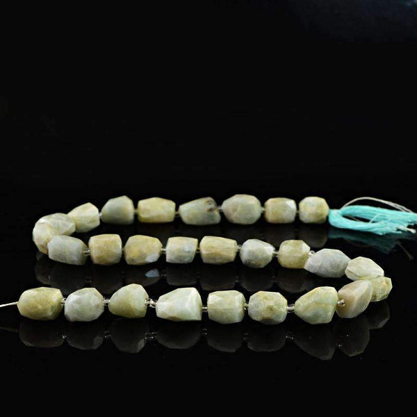 gemsmore:Natural Green Aquamarine Beads Strand Faceted Drilled