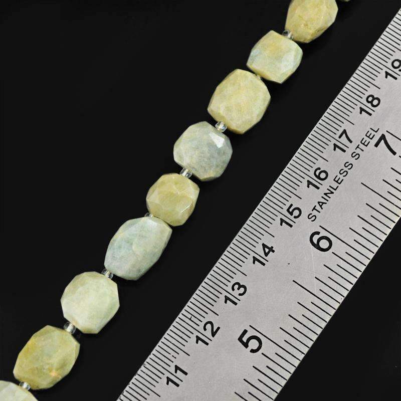 gemsmore:Natural Green Aquamarine Beads Strand Faceted Drilled