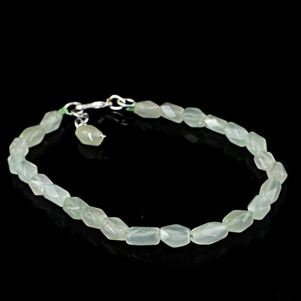 gemsmore:Natural Green Aquamarine Bracelet Faceted Beads