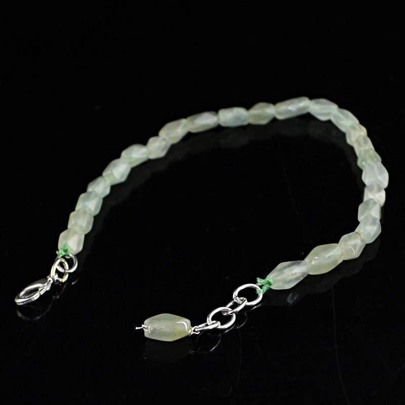 gemsmore:Natural Green Aquamarine Bracelet Faceted Beads