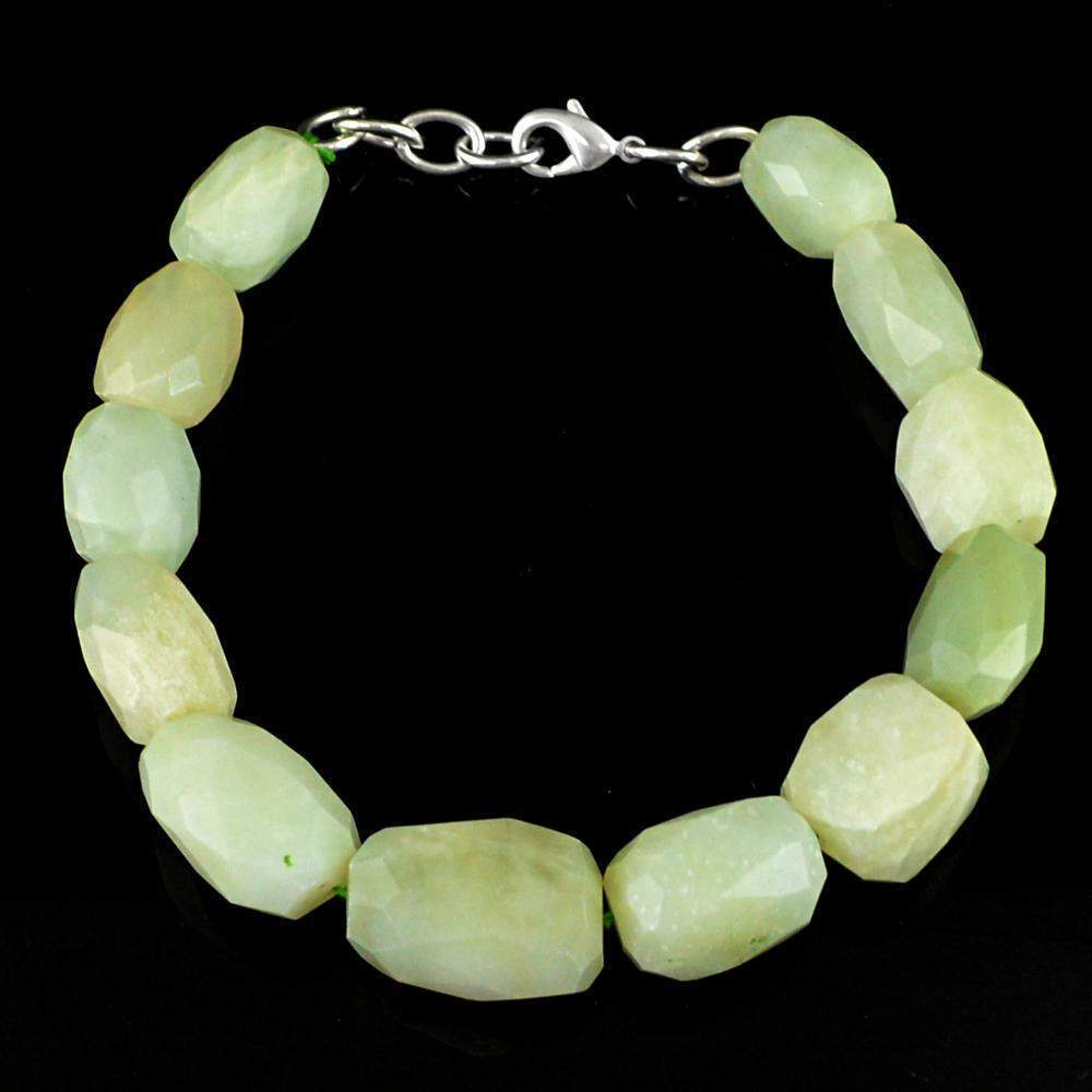 gemsmore:Natural Green Aquamarine Bracelet Faceted Beads