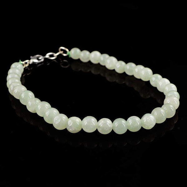 gemsmore:Natural Green Aquamarine Bracelet Round Shape Beads