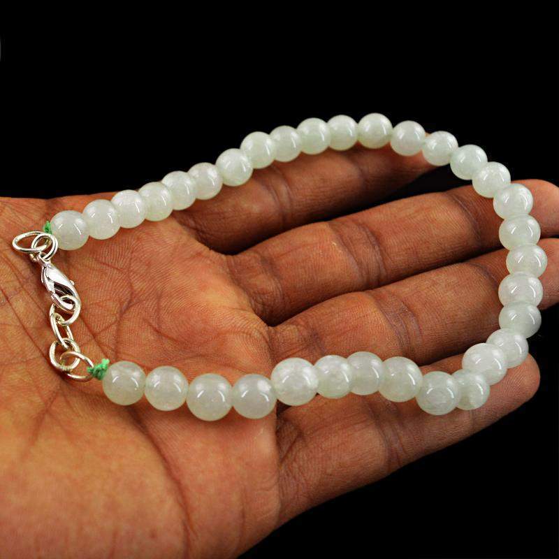 gemsmore:Natural Green Aquamarine Bracelet Round Shape Beads