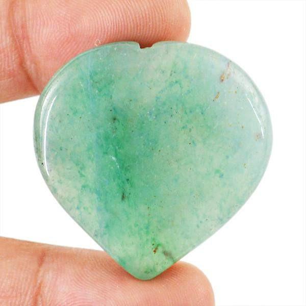 gemsmore:Natural Green Aquamarine Carved Heart Shape Gem