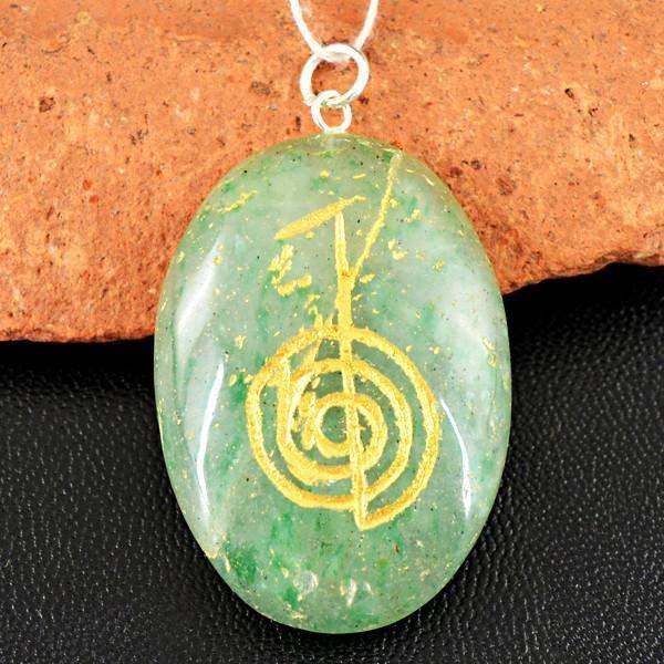 gemsmore:Natural Green Aquamarine Chakra Healing Pendant