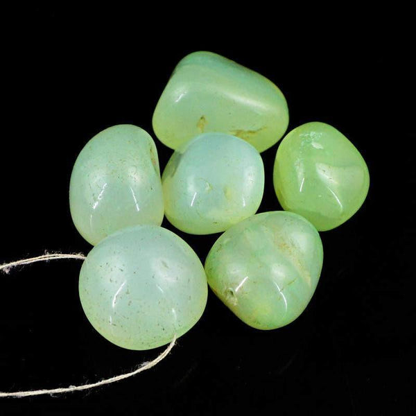 gemsmore:Natural Green Aquamarine Drilled Beads Lot
