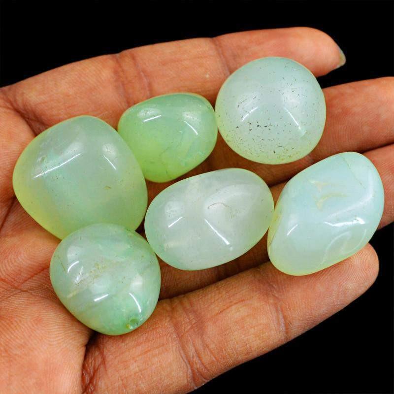 gemsmore:Natural Green Aquamarine Drilled Beads Lot