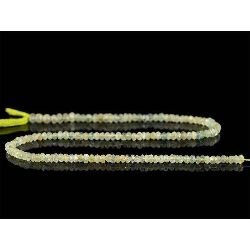 gemsmore:Natural Green Aquamarine Drilled Round Cut Beads Strand