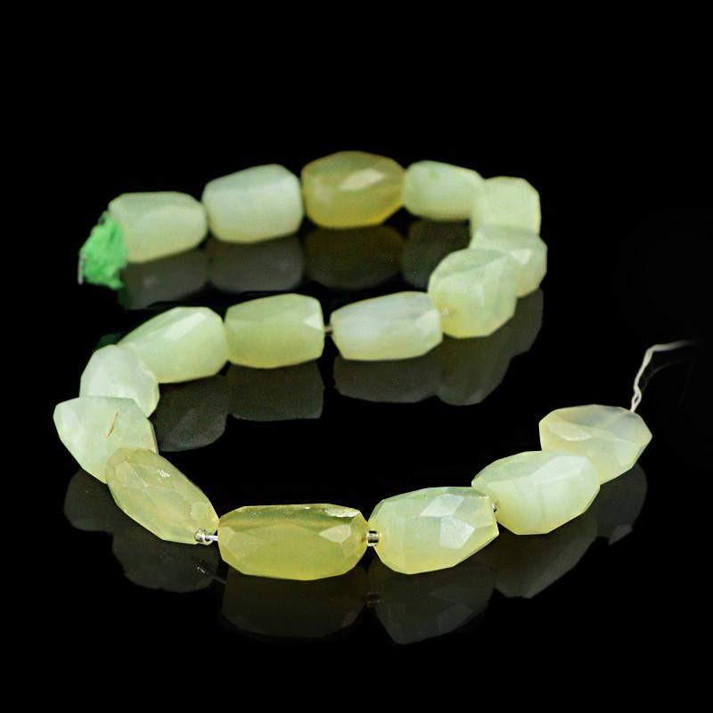 gemsmore:Natural Green Aquamarine Faceted Drilled Beads Strand