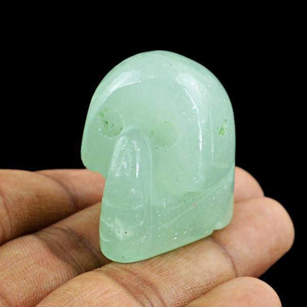 gemsmore:Natural Green Aquamarine Hand Carved Skull