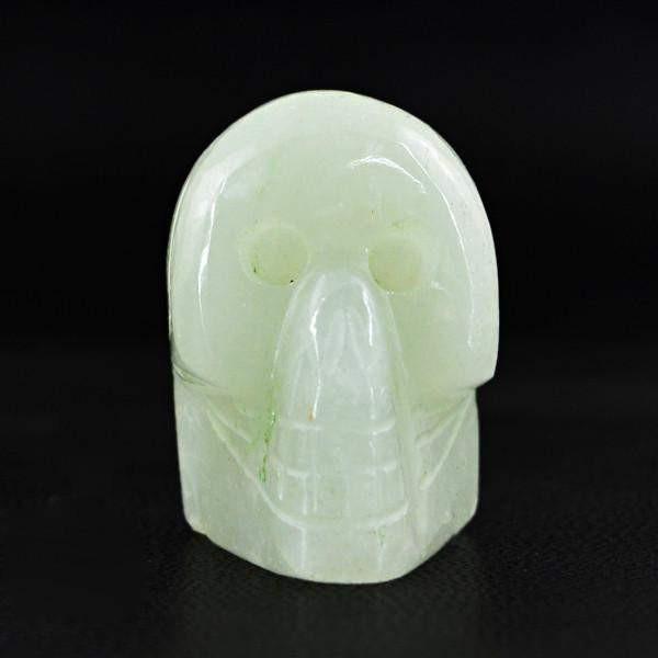 gemsmore:Natural Green Aquamarine Hand Made Carved Skull Gemstone