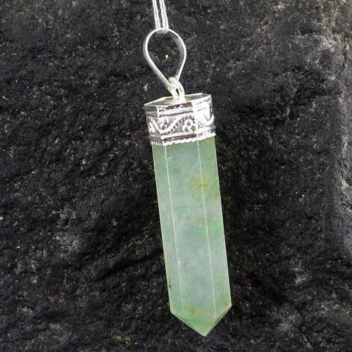 gemsmore:Natural Green Aquamarine Healing Point Pendant