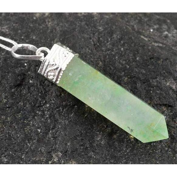 gemsmore:Natural Green Aquamarine Healing Point Pendant