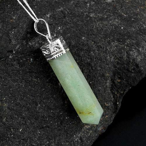 gemsmore:Natural Green Aquamarine Healing Point Pendant