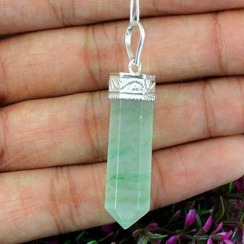 gemsmore:Natural Green Aquamarine Healing Point Pendant