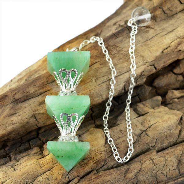 gemsmore:Natural Green Aquamarine Healing Pyramid Pendulum