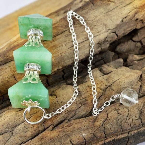 gemsmore:Natural Green Aquamarine Healing Pyramid Pendulum