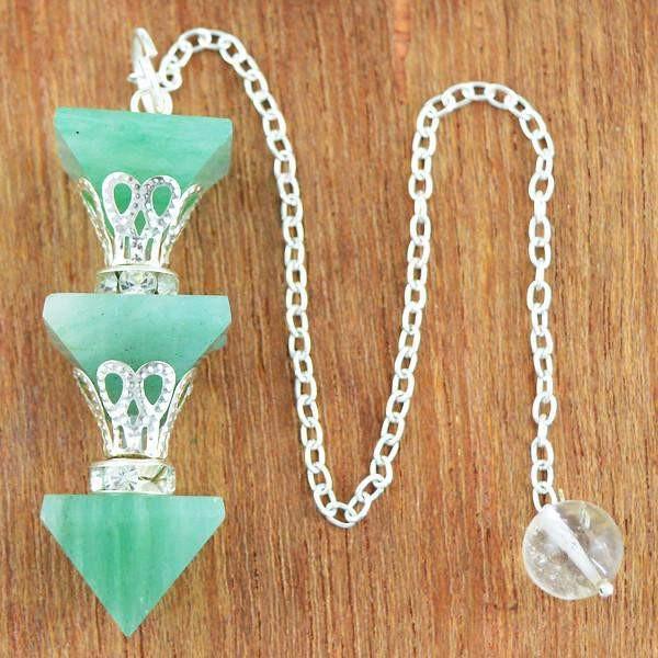 gemsmore:Natural Green Aquamarine Healing Pyramid Pendulum