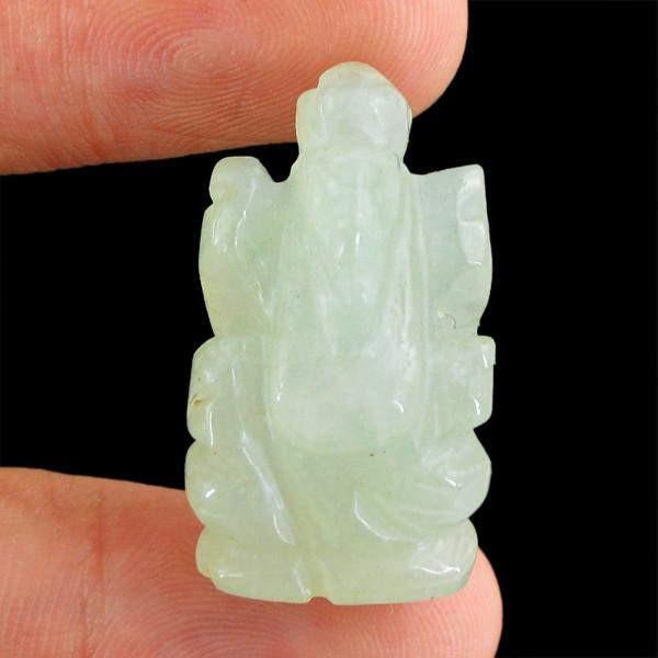 gemsmore:Natural Green Aquamarine Lord Artisan Ganesha Gemstone