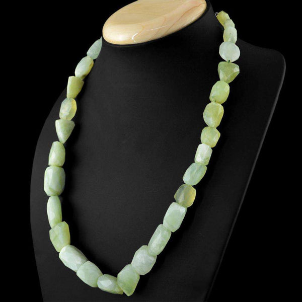 gemsmore:Natural Green Aquamarine Necklace 20 Inches Long Faceted Beads