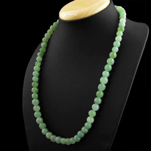 gemsmore:Natural Green Aquamarine Necklace 20 Inches Long Round Shape Beads