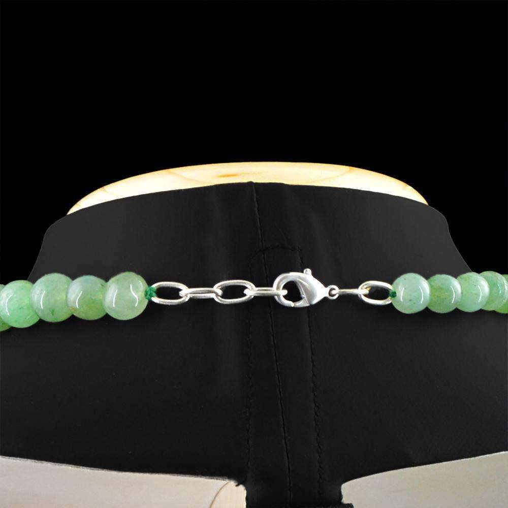 gemsmore:Natural Green Aquamarine Necklace 20 Inches Long Round Shape Beads