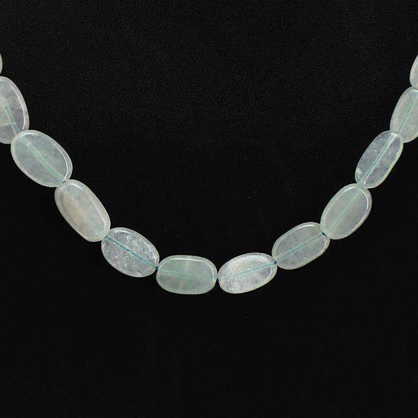 gemsmore:Natural Green Aquamarine Necklace Oval Shape Beads