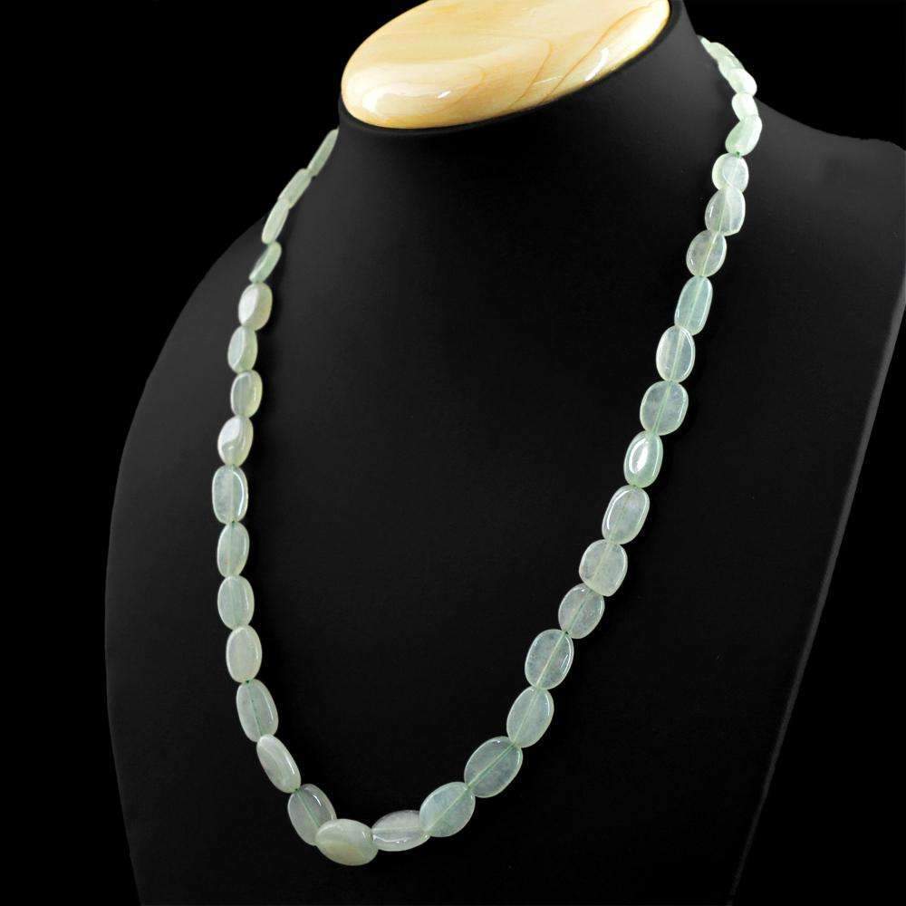 gemsmore:Natural Green Aquamarine Necklace Oval Shape Necklace - Best Offer