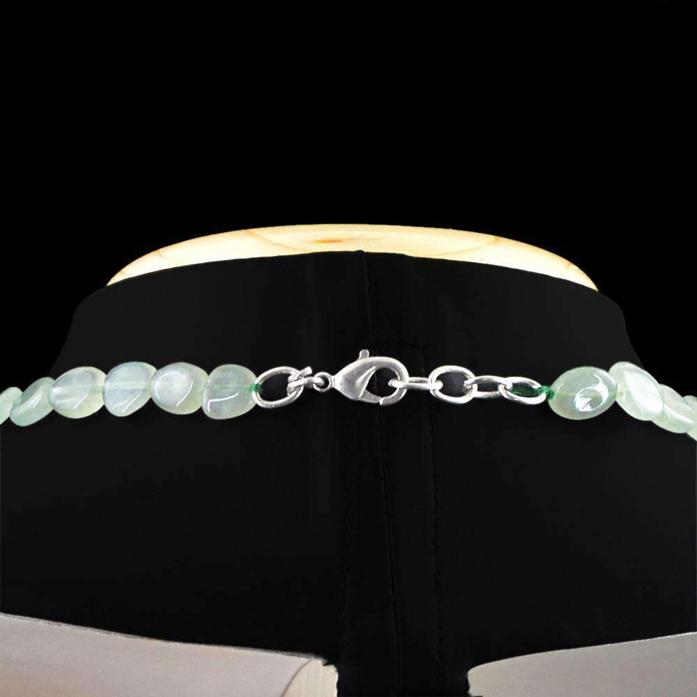 gemsmore:Natural Green Aquamarine Necklace Oval Shape Necklace - Best Offer