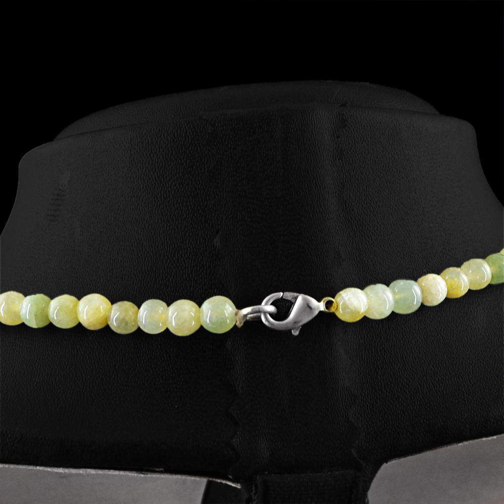 gemsmore:Natural Green Aquamarine Necklace Round Beads