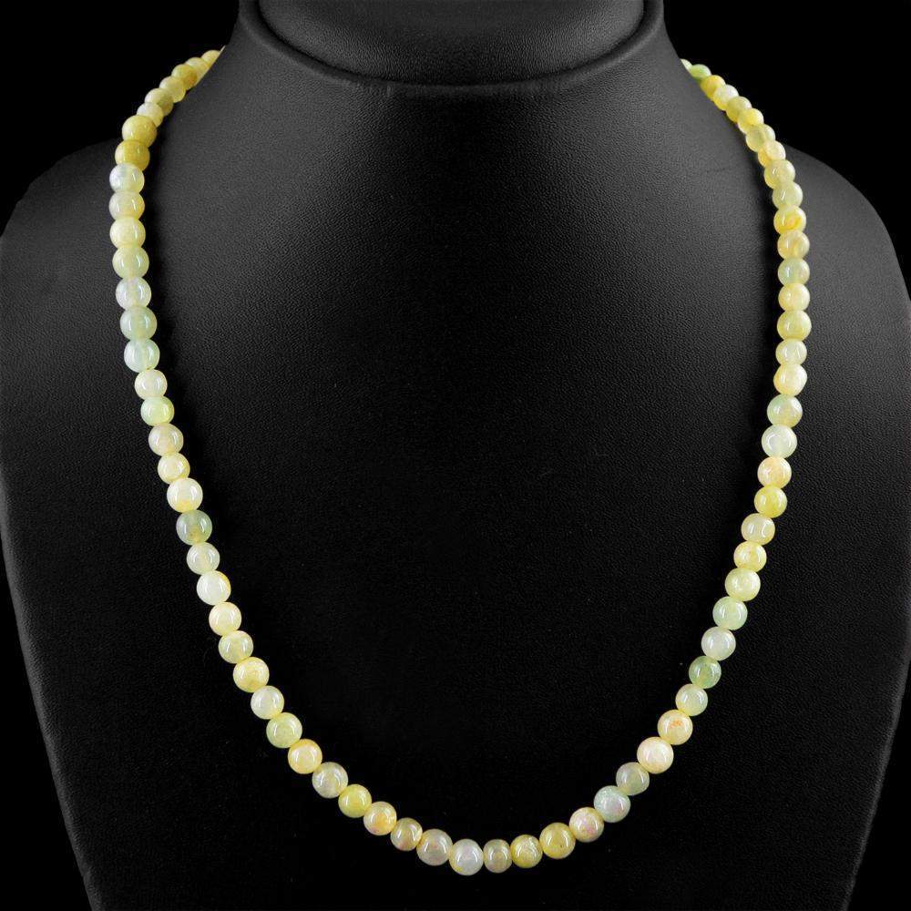 gemsmore:Natural Green Aquamarine Necklace Round Beads